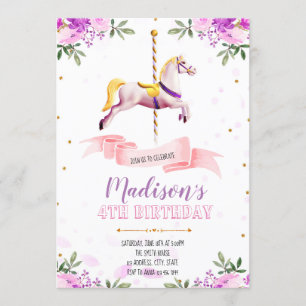 Invitation à la fête du carrousel de fleurs violet