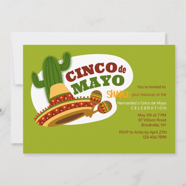 Invitation à la fête du Cinco de Mayo (Devant)