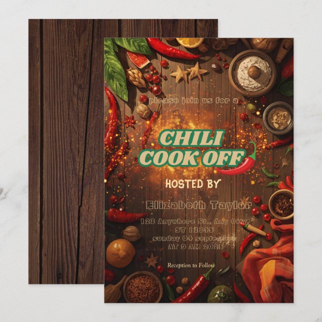 Invitation à la fête du concours de chili (Devant / Derrière)