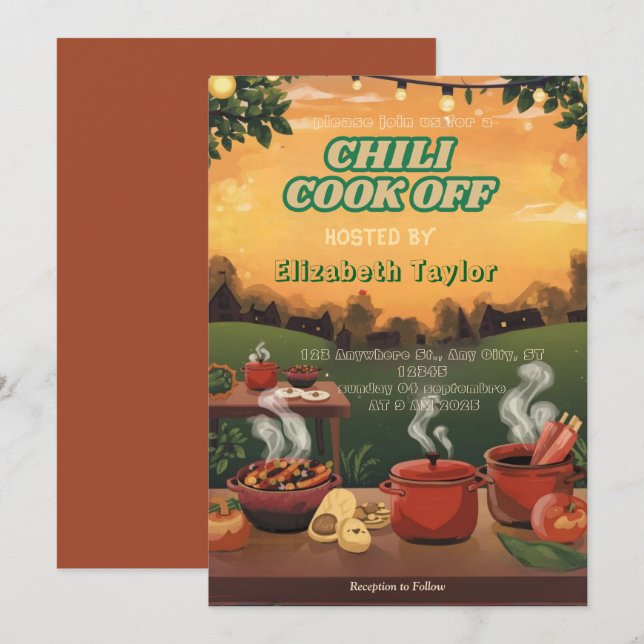 Invitation à la fête du concours de chili (Devant / Derrière)