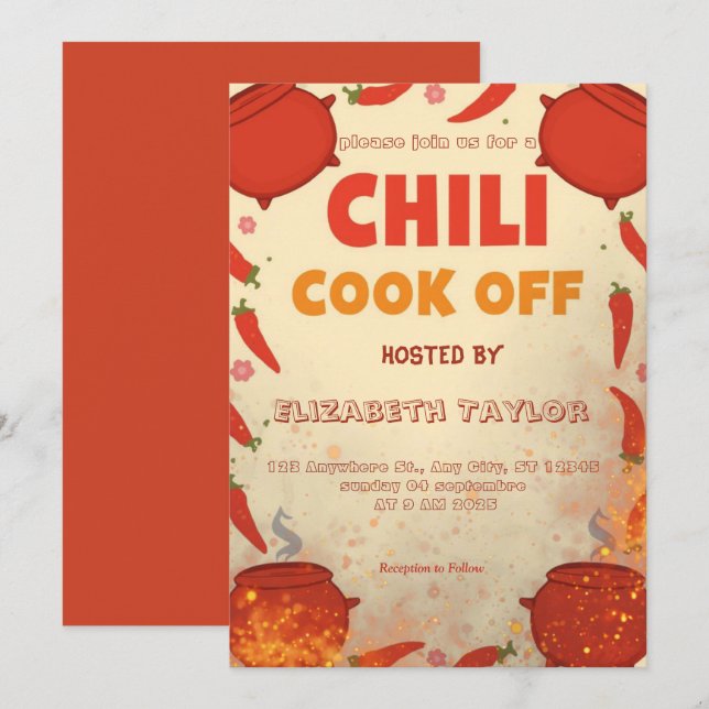 Invitation à la fête du concours de chili (Devant / Derrière)