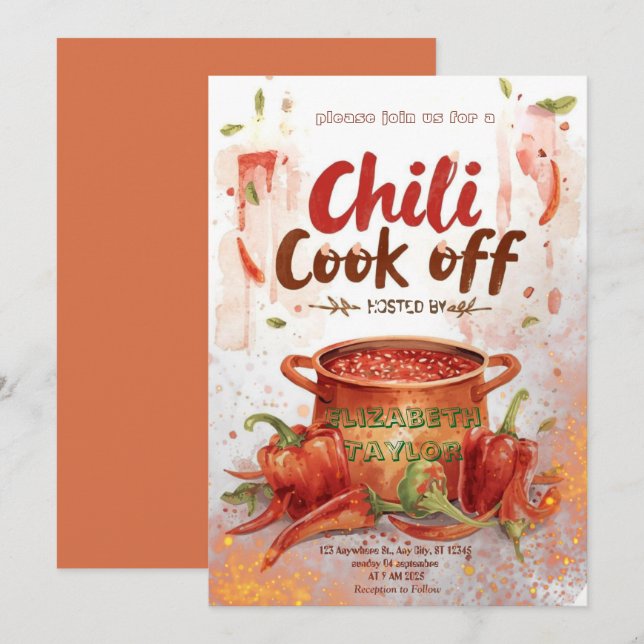 Invitation à la fête du concours de chili (Devant / Derrière)