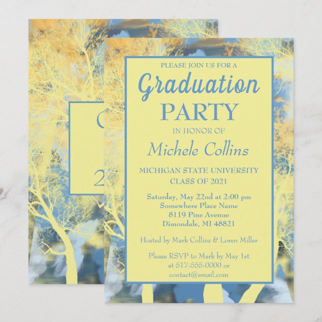 Invitation à la fête du coucher de soleil de Forêt (Devant / Derrière)