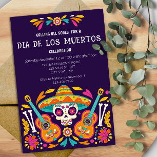 Invitation à la fête du crâne de Dia De Los Muerto