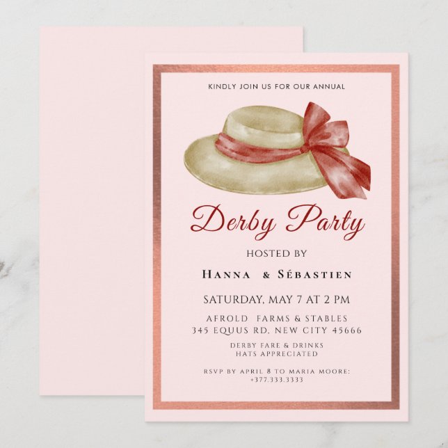 Invitation à la fête du derby de chapeaux (Devant / Derrière)