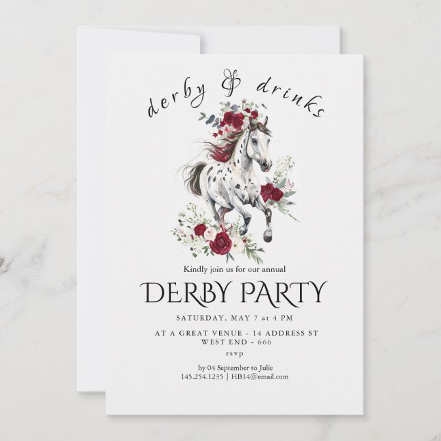 Invitation à la fête du Derby – Tête de cheval flo (Devant)