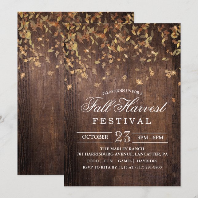 Invitation à la fête du festival de récolte d'auto (Devant / Derrière)