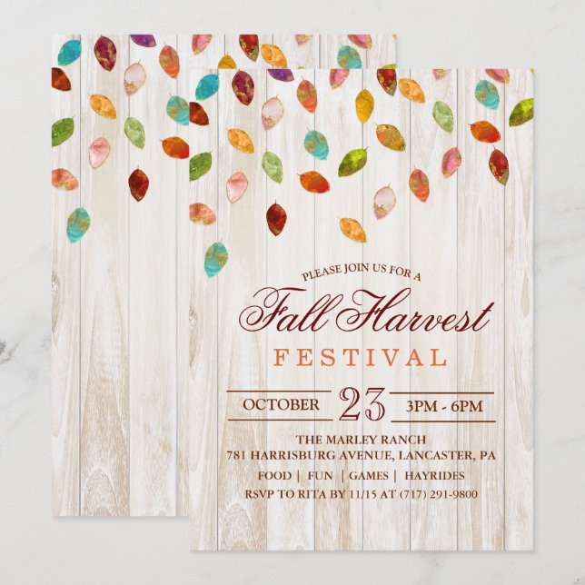 Invitation à la fête du festival de récolte d'auto (Devant / Derrière)