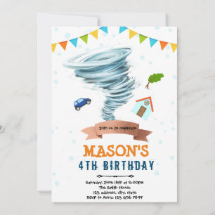 Invitation à la fête du garçon tornade