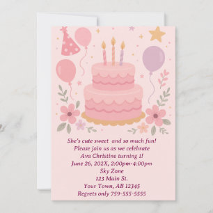 Invitation à la fête du gâteau d'anniversaire