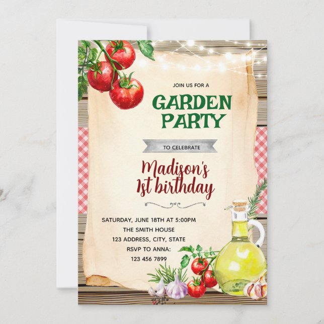 Invitation à la fête du jardin de tomates (Devant)