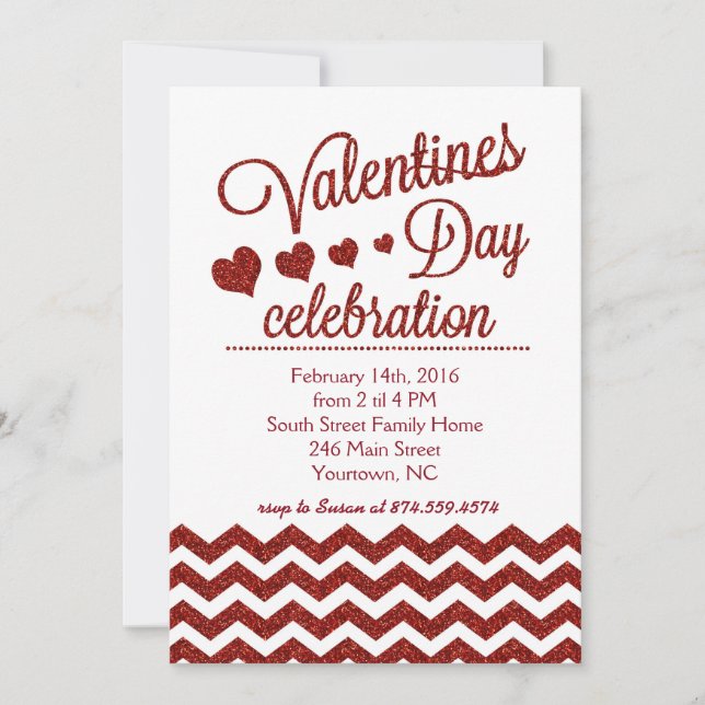 Invitation à la fête du jour de Valentines (Devant)