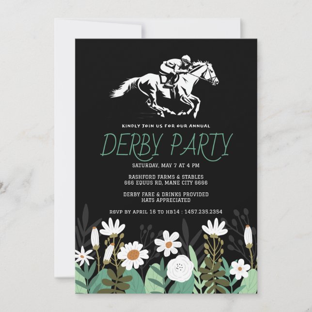 Invitation à la fête du Kentucky Derby - Cheval Bl (Devant)