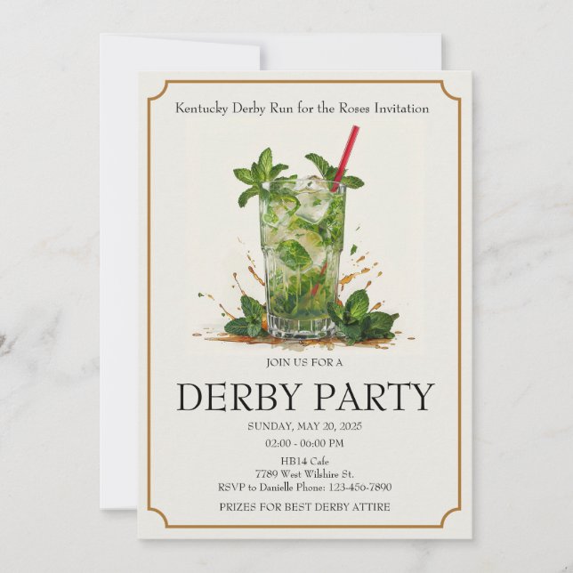Invitation à la fête du Kentucky Derby 'Run for th (Devant)
