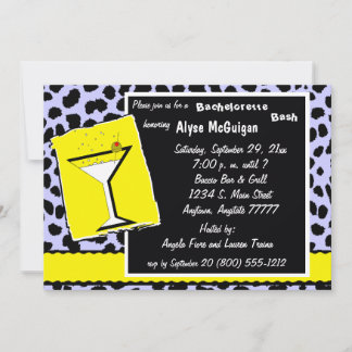 Invitation À La Fête Du Leopard Martini Jaune Et B