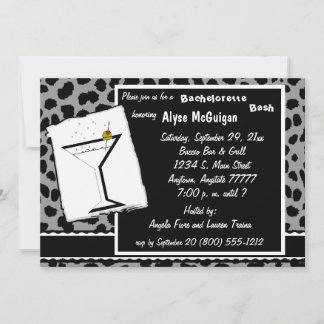Invitation À La Fête Du Léopard Noir Blanc Et Gris