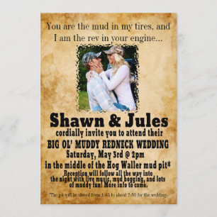 Invitation à la fête du Mariage Redneck Couple
