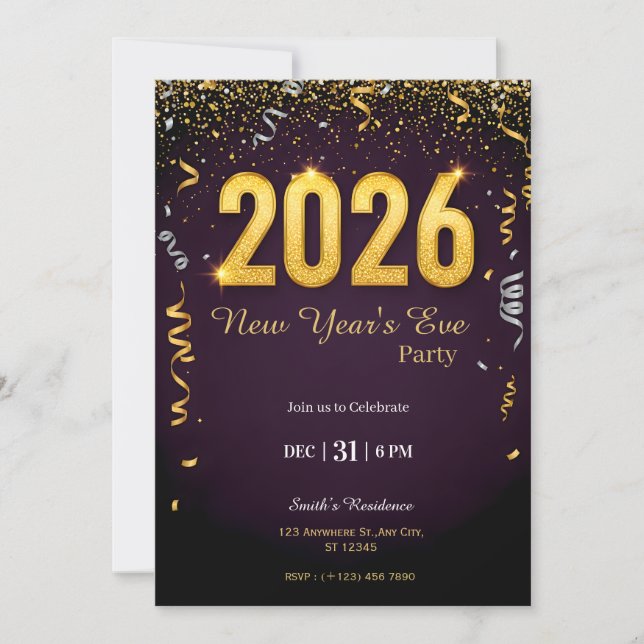 Invitation à la fête du Nouvel An | Célébration de (Devant)