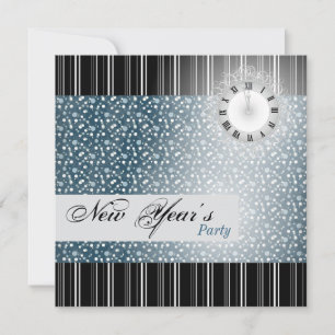 Invitation à la fête du Nouvel An - Horloge Turquo
