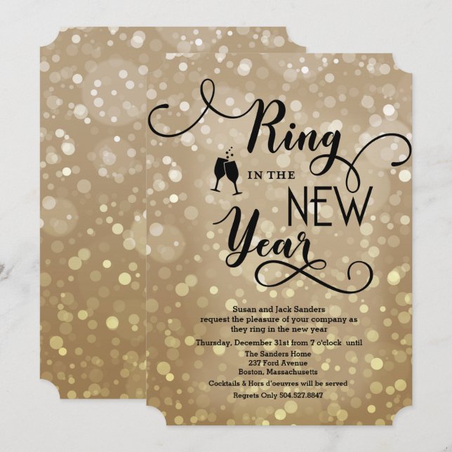 Invitation à la fête du Nouvel An NYE (Devant / Derrière)