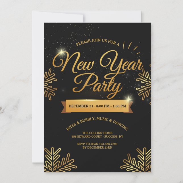 Invitation à la fête du Nouvel An sur les flocons  (Devant)