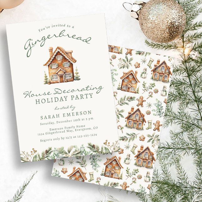 Invitation à la Fête du Pain d'Épice des Fêtes (Holiday Gingerbread Party Invitation
)