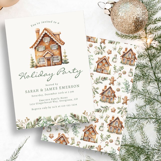 Invitation à la Fête du Pain d'Épices des Fêtes (Holiday Gingerbread Party Invitation
)