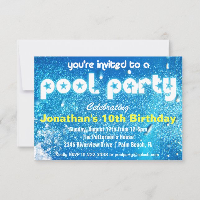 Invitation à la fête du pool Cool (Devant)