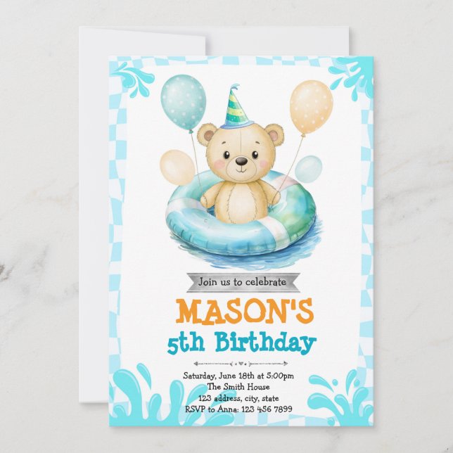 Invitation à la fête du pool d'ours (Devant)