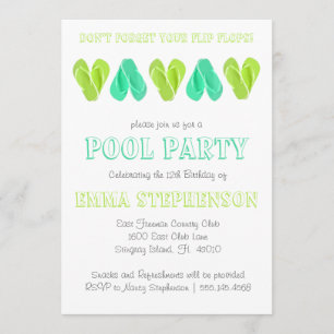 Invitation à la fête du pool  Tournes de tongs bri