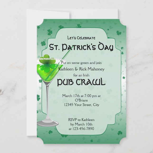 Invitation à la fête du pub de St. Patricks Day (Devant)