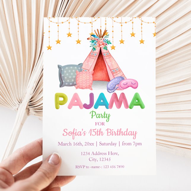 Invitation à la fête du pyjama d'anniversaire (Créateur téléchargé)