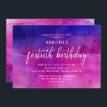 Invitation à la fête du quarantième anniversaire<br><div class="desc">Belle invitation à la fête du 40e anniversaire avec une police de script chic sur un arrière - plan d'aquarelle violet et rose. Retourner notre invitation pour voir un retour correspondant pour une touche spéciale supplémentaire.  Disponible dans notre boutique dans d'autres combinaisons de couleurs.</div>