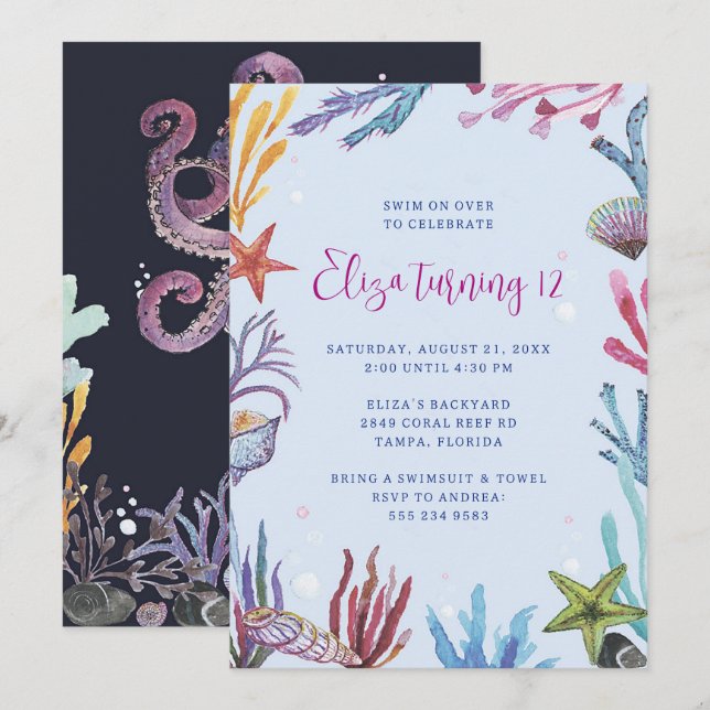 Invitation à la fête du récif de corail sous la me (Devant / Derrière)