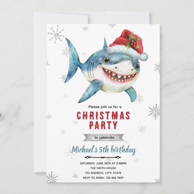 Invitation à la fête du requin de Noël (Devant)
