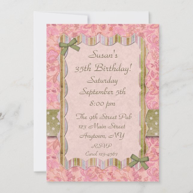 Invitation à la fête du Shabby rose (Devant)