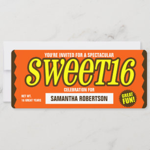 Invitation à la fête du Sweet sixteen de la barre