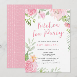 Invitation à la fête du thé dans la cuisine floral