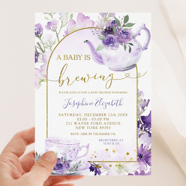 Invitation à la fête du thé de Baby shower de fleu (Créateur téléchargé)