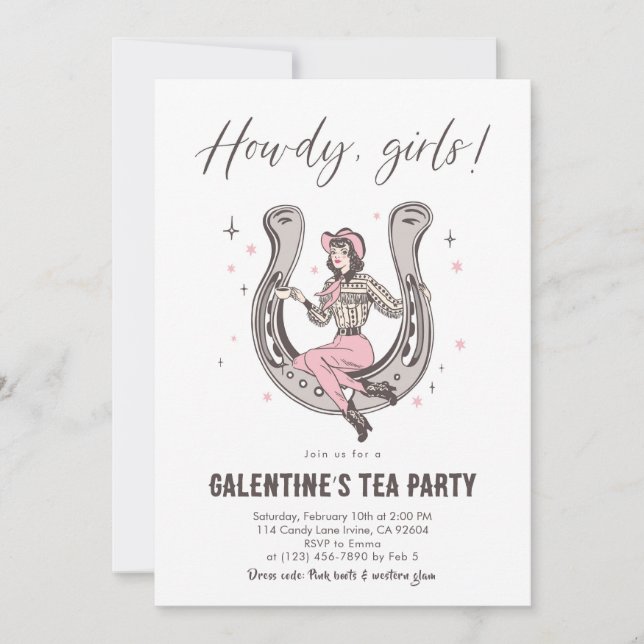 Invitation à la fête du thé de Galentine (Devant)