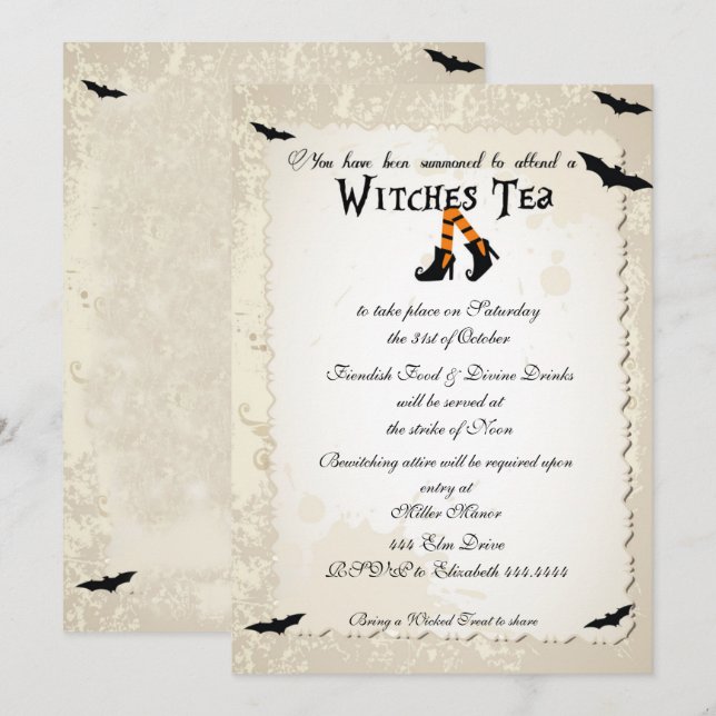 Invitation à la fête du thé de la cuisine d'Hallow (Devant / Derrière)
