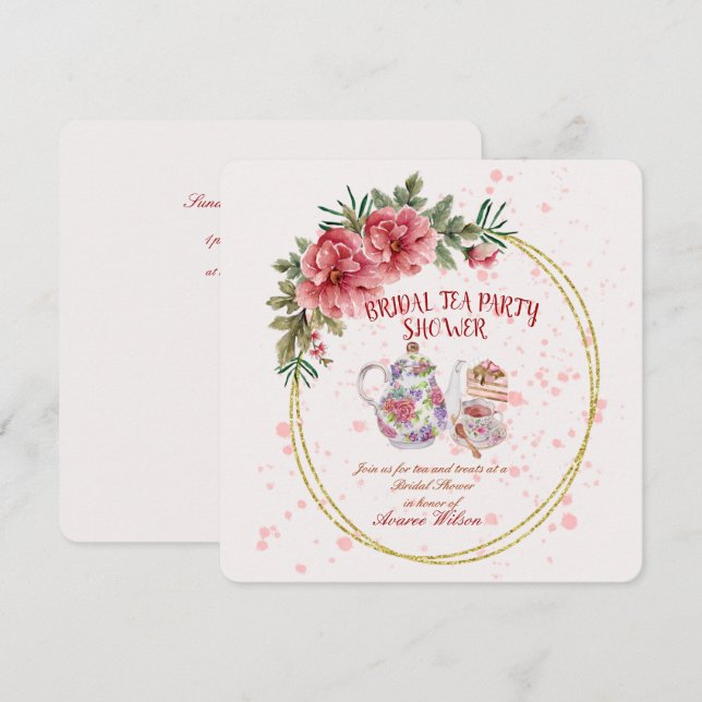 Invitation à la fête du thé de la nuptiale (Devant / Derrière)