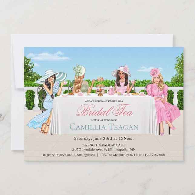 Invitation à la fête du thé de mariage (Devant)