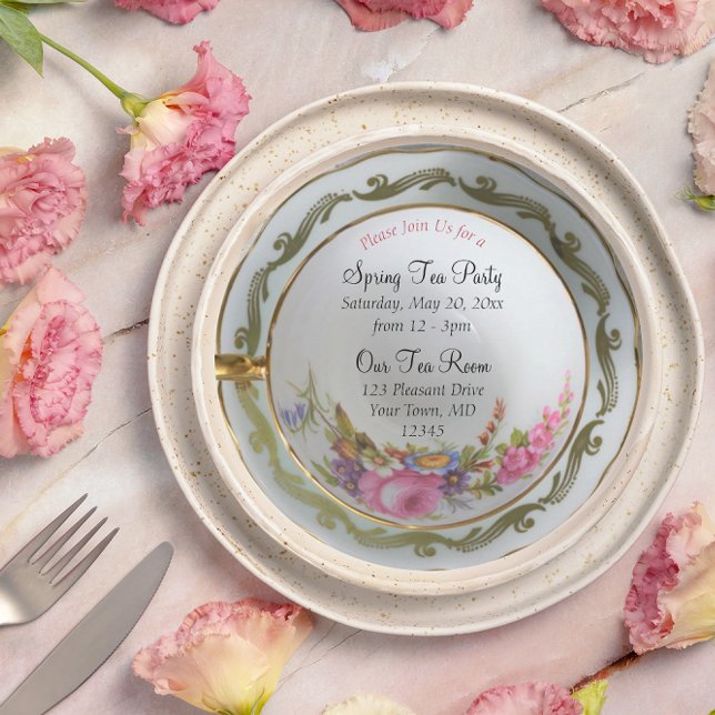 Invitation à la fête du thé en tasse à thé (Créateur téléchargé)