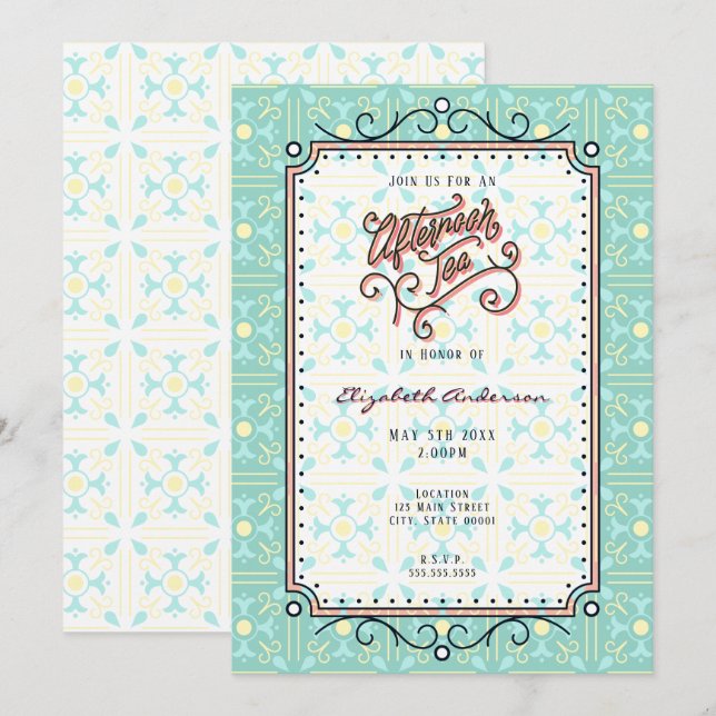 Invitation à la fête du thé fantaisiste de l'après (Devant / Derrière)