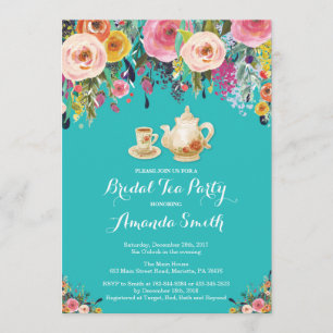 Invitation à la fête du thé Fête de l'mariée Flora