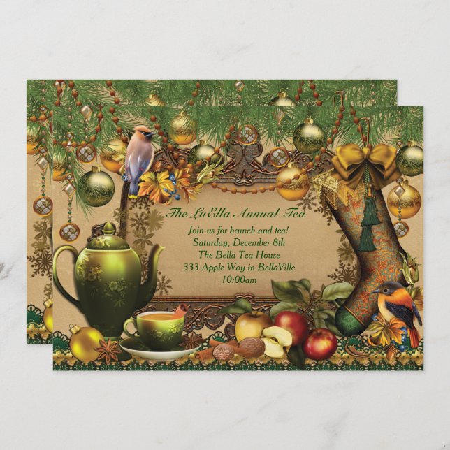 Invitation à la Fête du Thé Noël (Devant / Derrière)