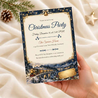 Invitation à la fête du train de Noël au clair de