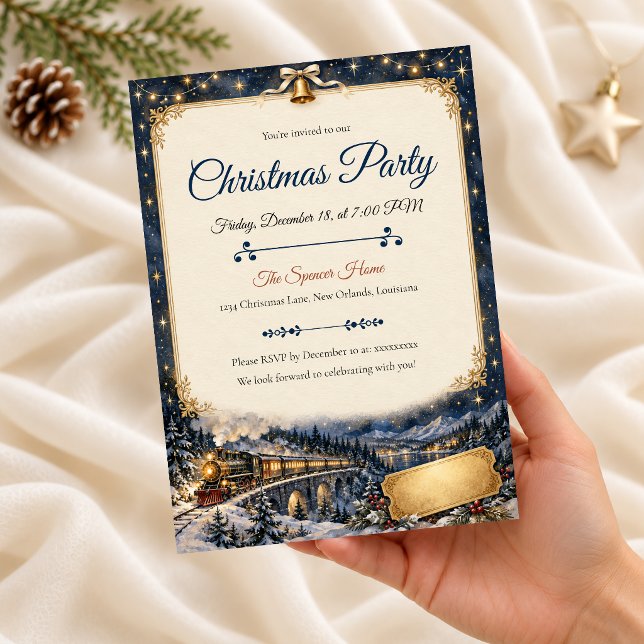 Invitation à la fête du train de Noël au clair de  (Créateur téléchargé)