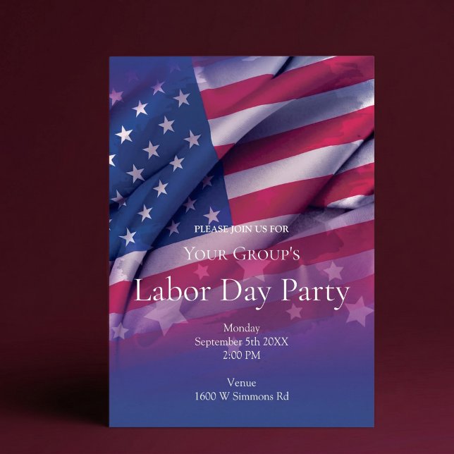 Invitation à la fête du Travail avec drapeau améri (Créateur téléchargé)